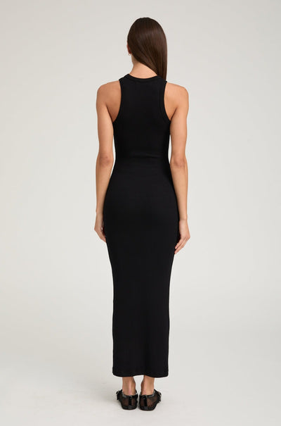 Black Rib Racer Maxi Dress