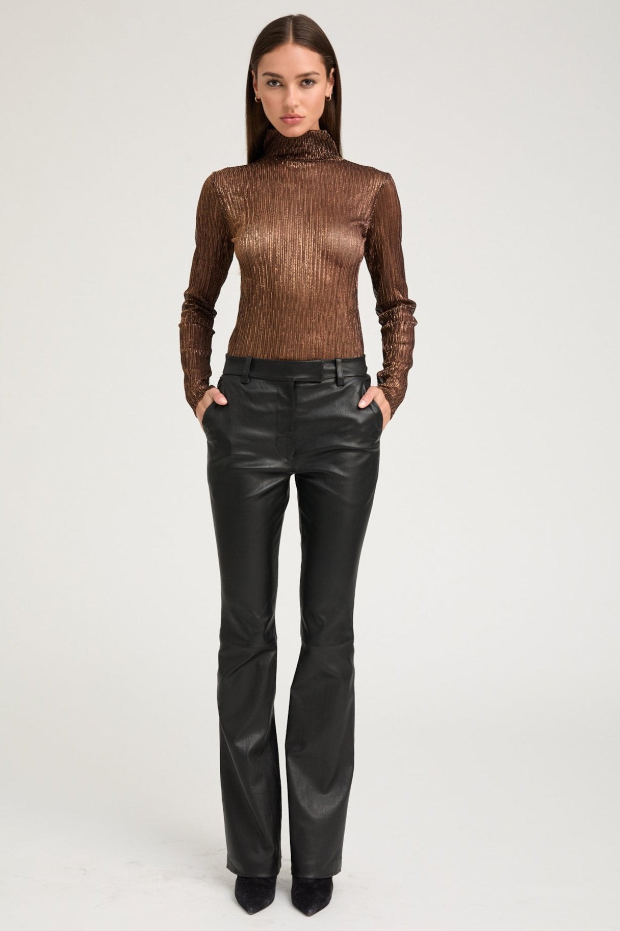 Metallic Bronze Mock Neck