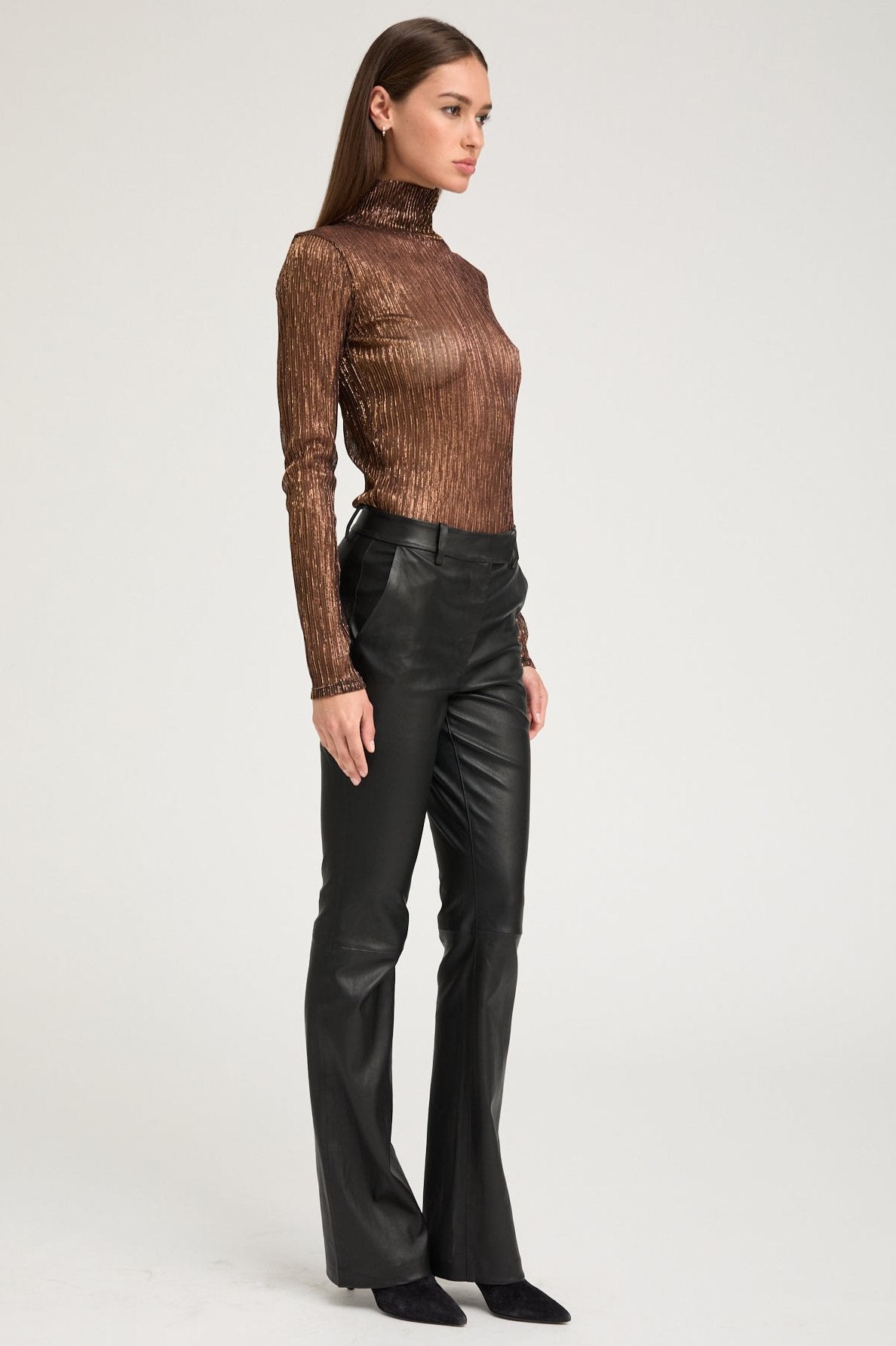 Metallic Bronze Mock Neck