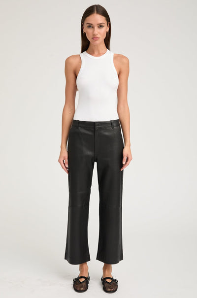 Black Leather Cropped Trousers