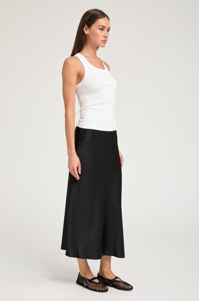 Black Silk Bias Maxi Skirt
