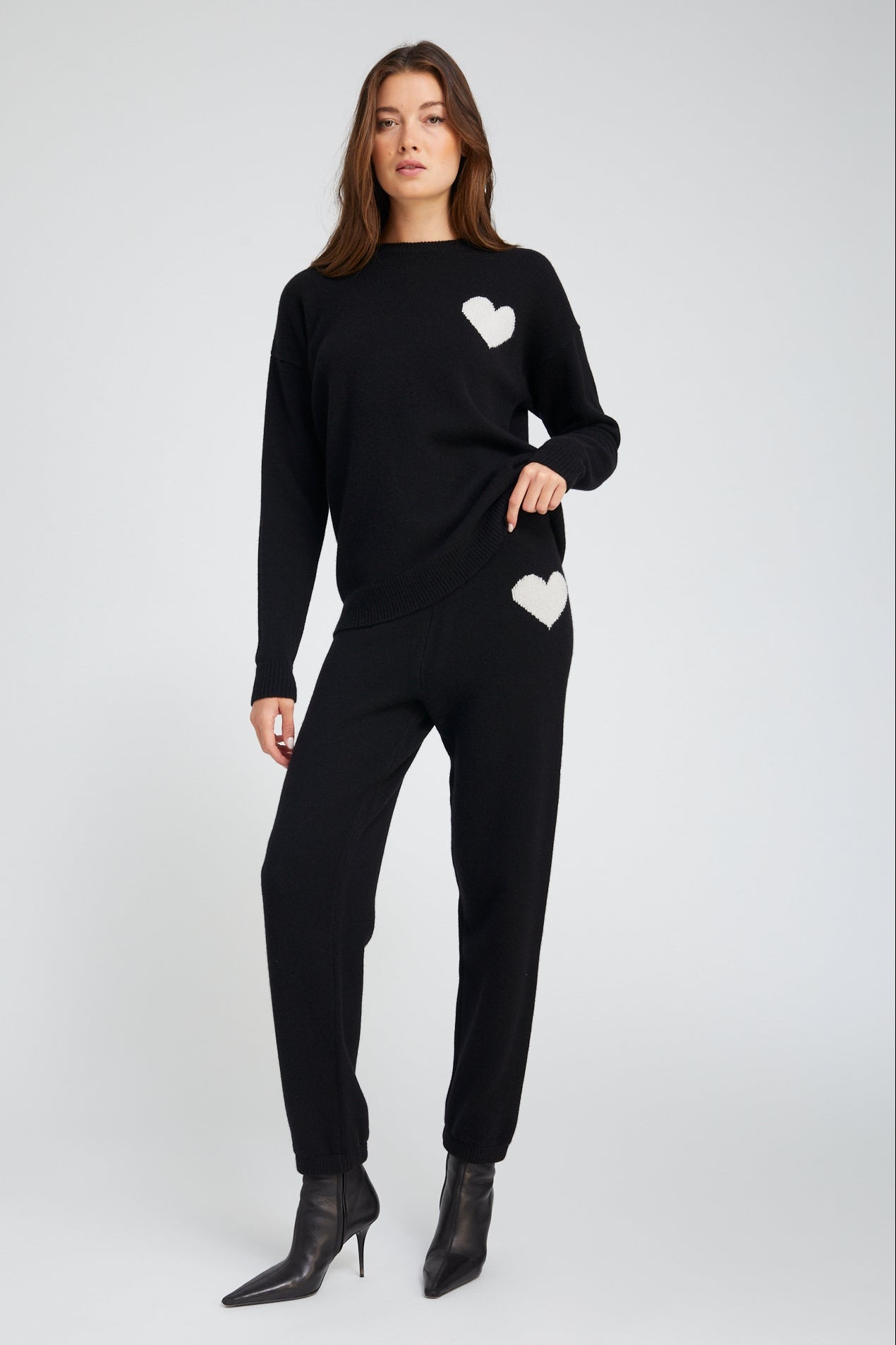 Black Cashmere Heart Logo Sweatpants