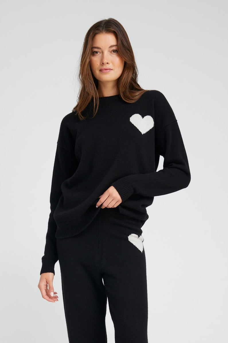 Black Cashmere Heart Logo Sweatshirt