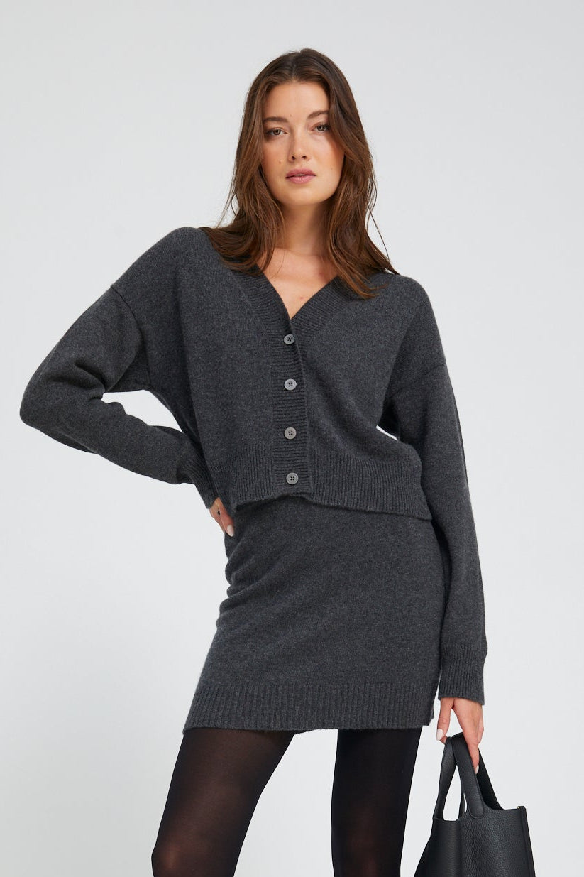 Charcoal Cashmere Mia Cardigan