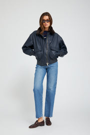 Midnight Leather Vintage Aviator Jacket