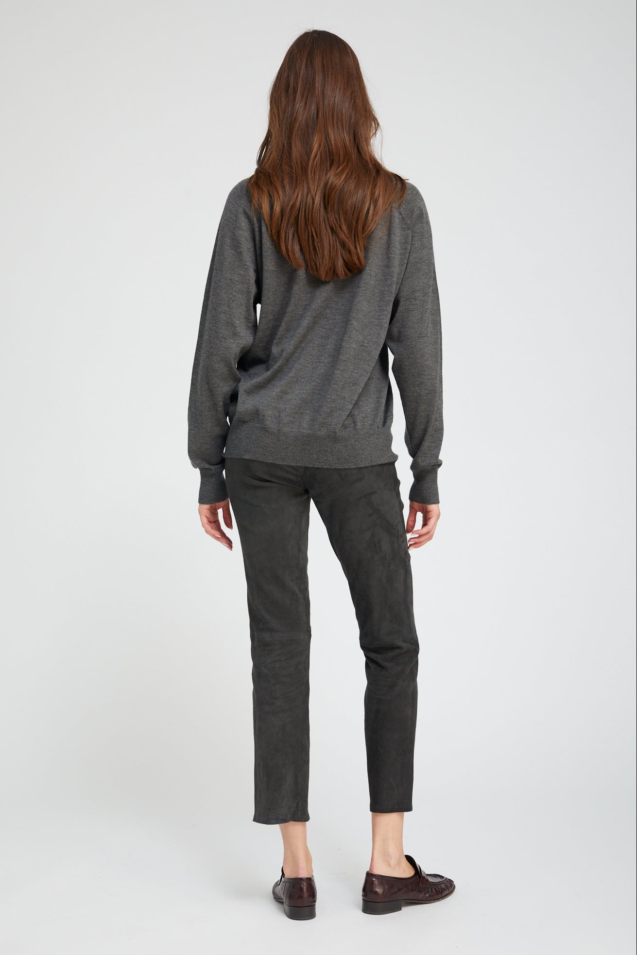 Charcoal Fine Cashmere Boyfriend Sweater