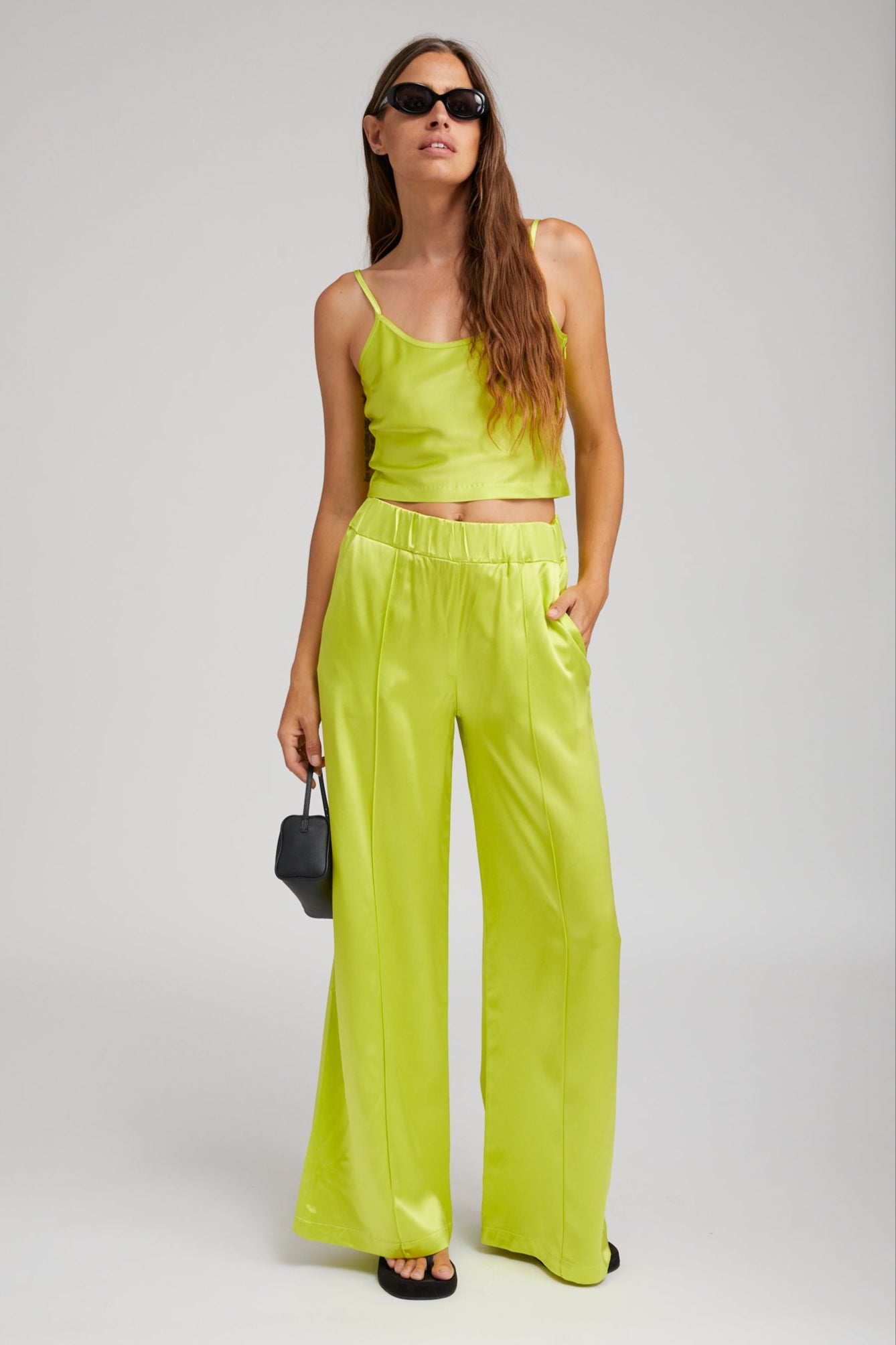 Electric Chartreuse Silk Cropped Cami
