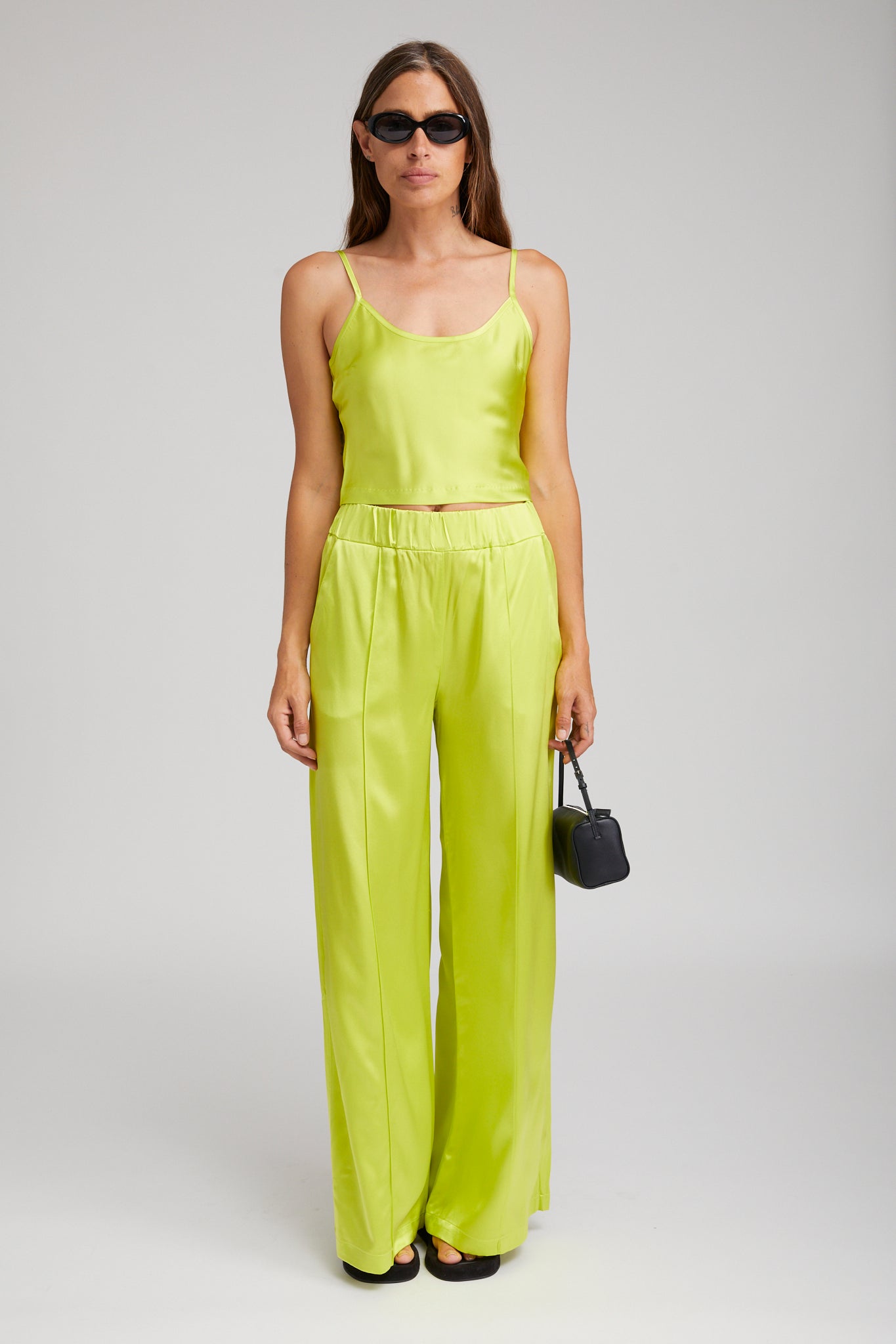 Electric Chartreuse Silk Cropped Cami