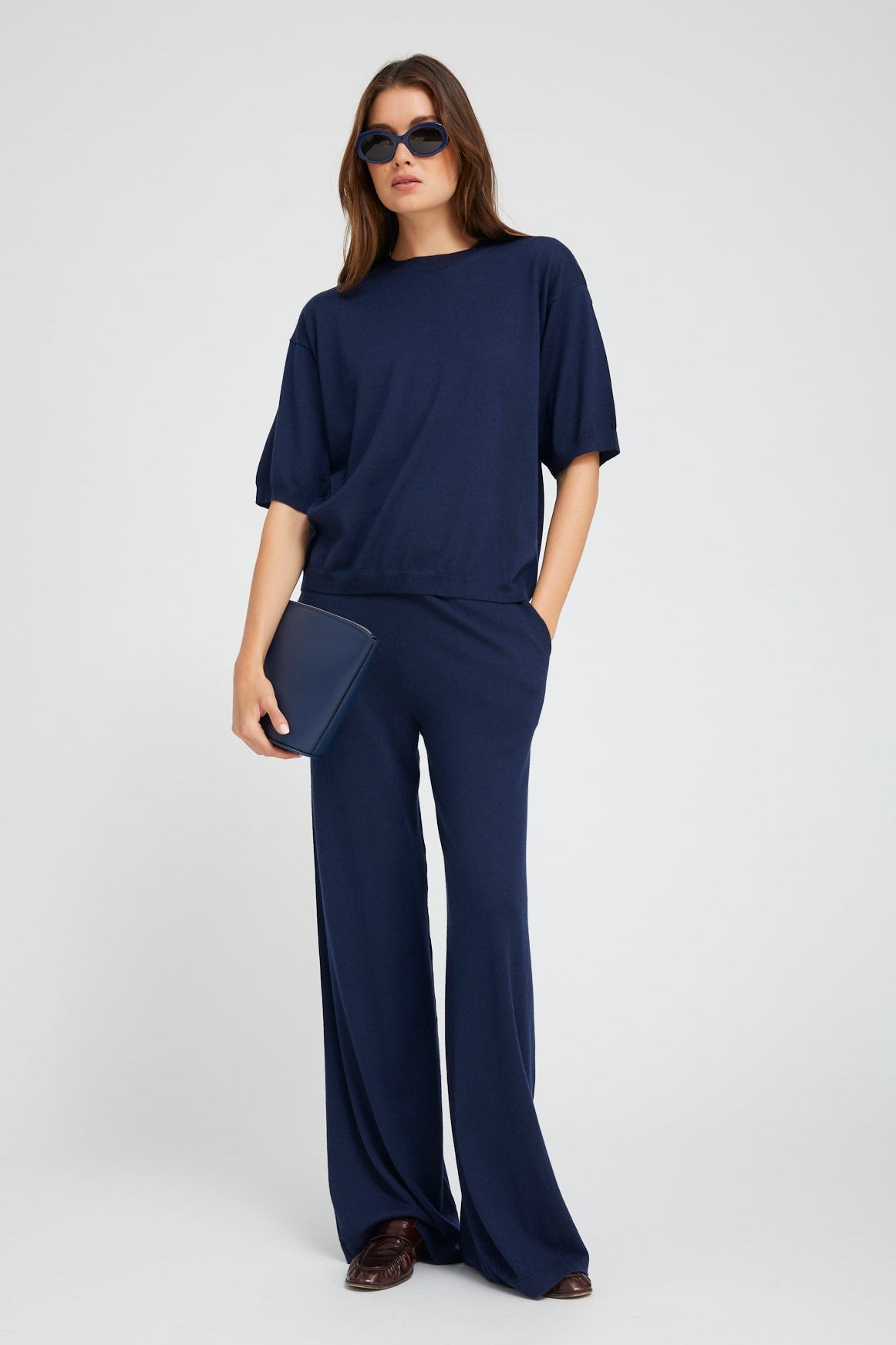 Navy Cashmere Boxy Tee