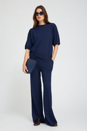 Navy Cashmere Boxy Tee
