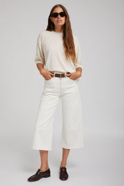 Earhart White Denim Culotte Pants