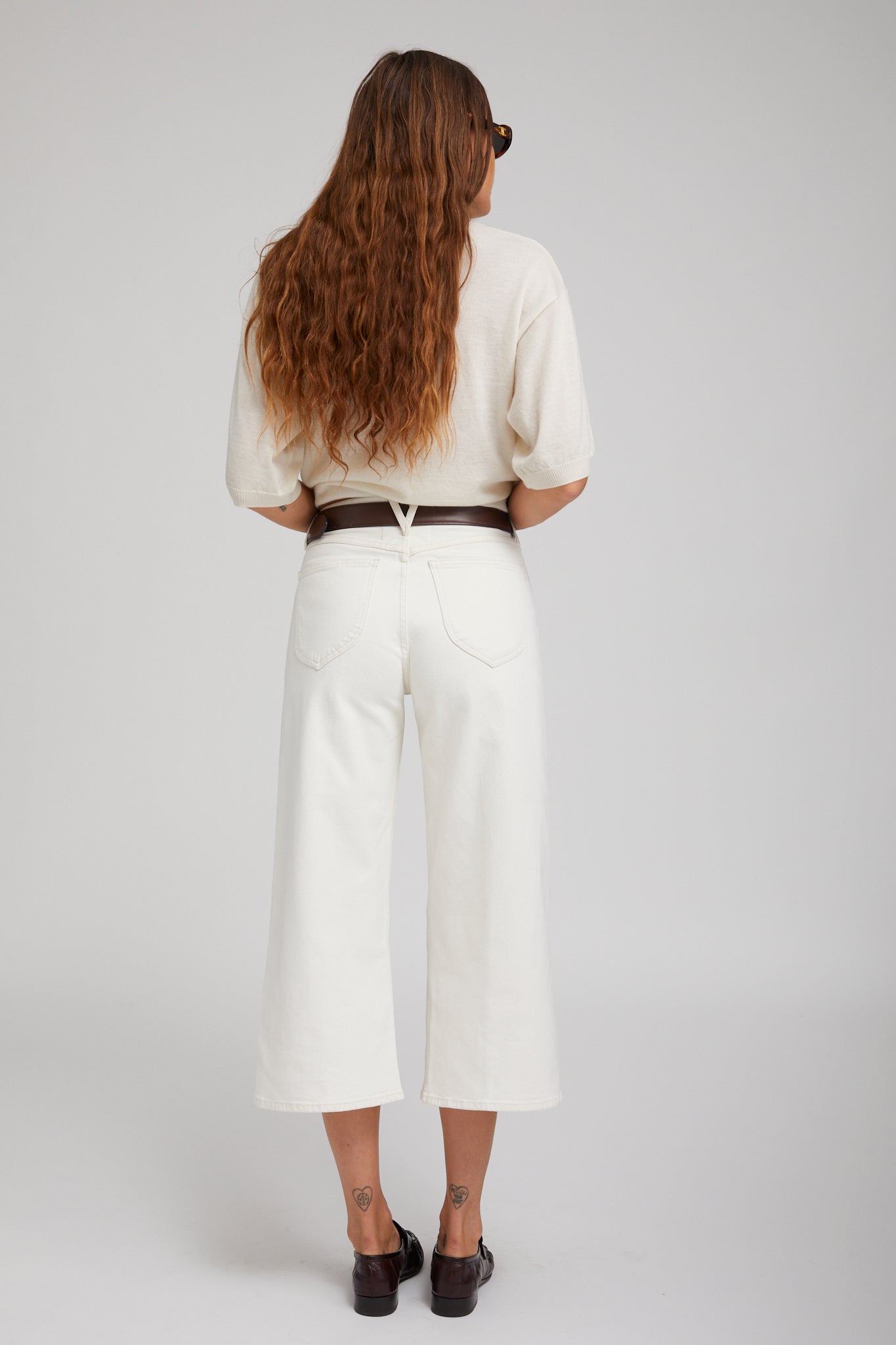 Earhart White Denim Culotte Pants