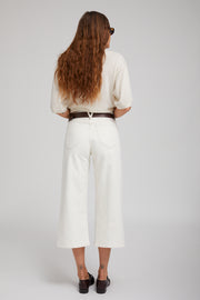 Earhart White Denim Culotte Pants