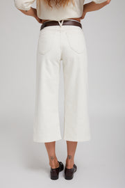 Earhart White Denim Culotte Pants