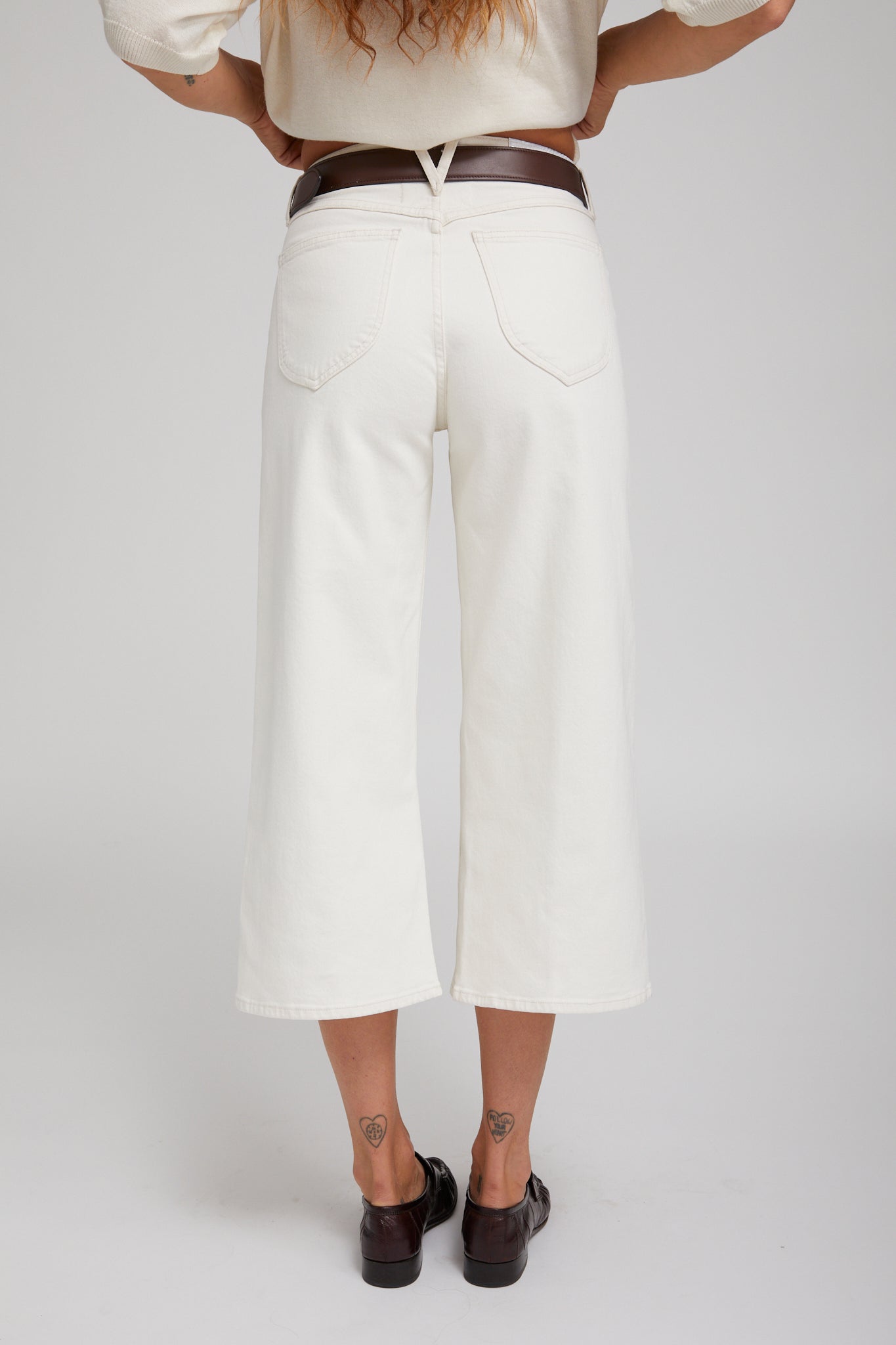 Earhart White Denim Culotte Pants