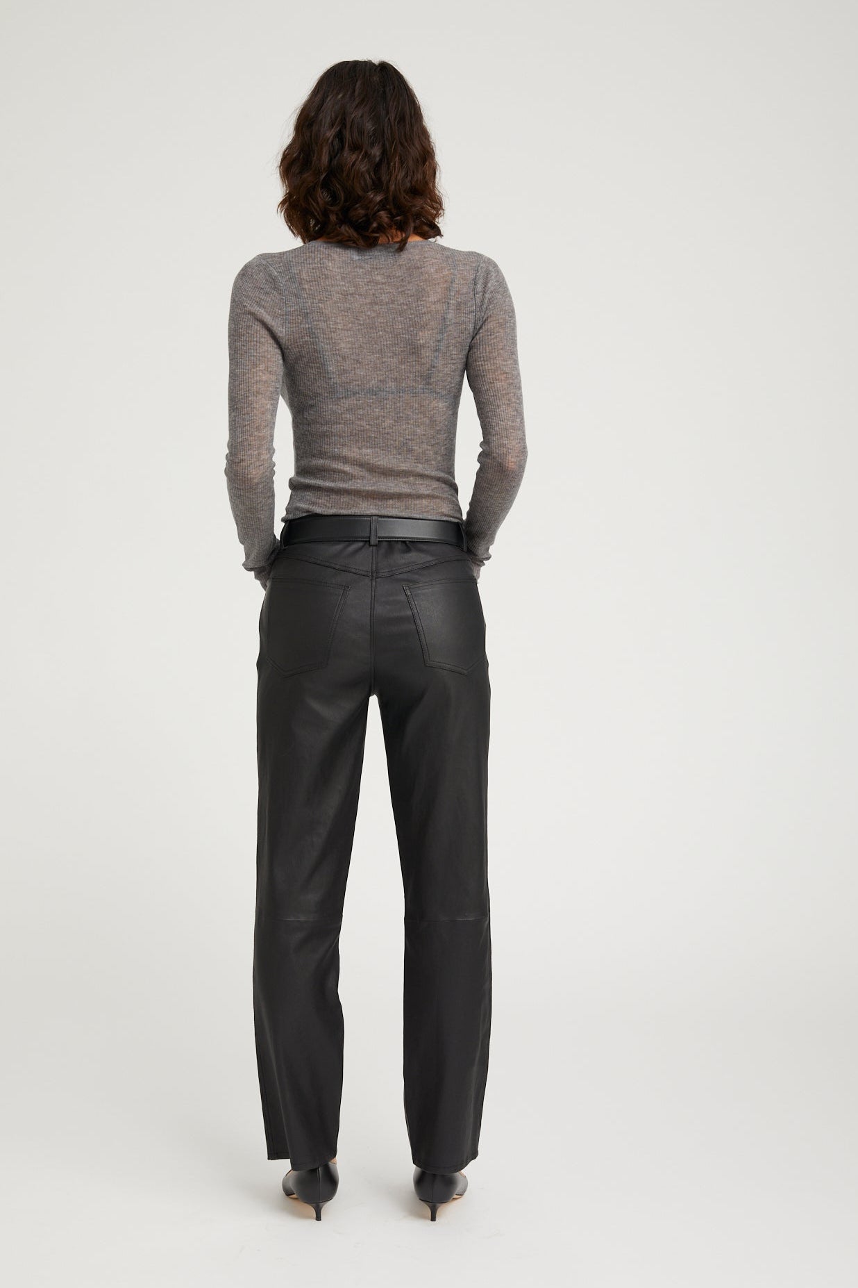 Grey Tissue Cashmere Long Sleeve Baby Tee