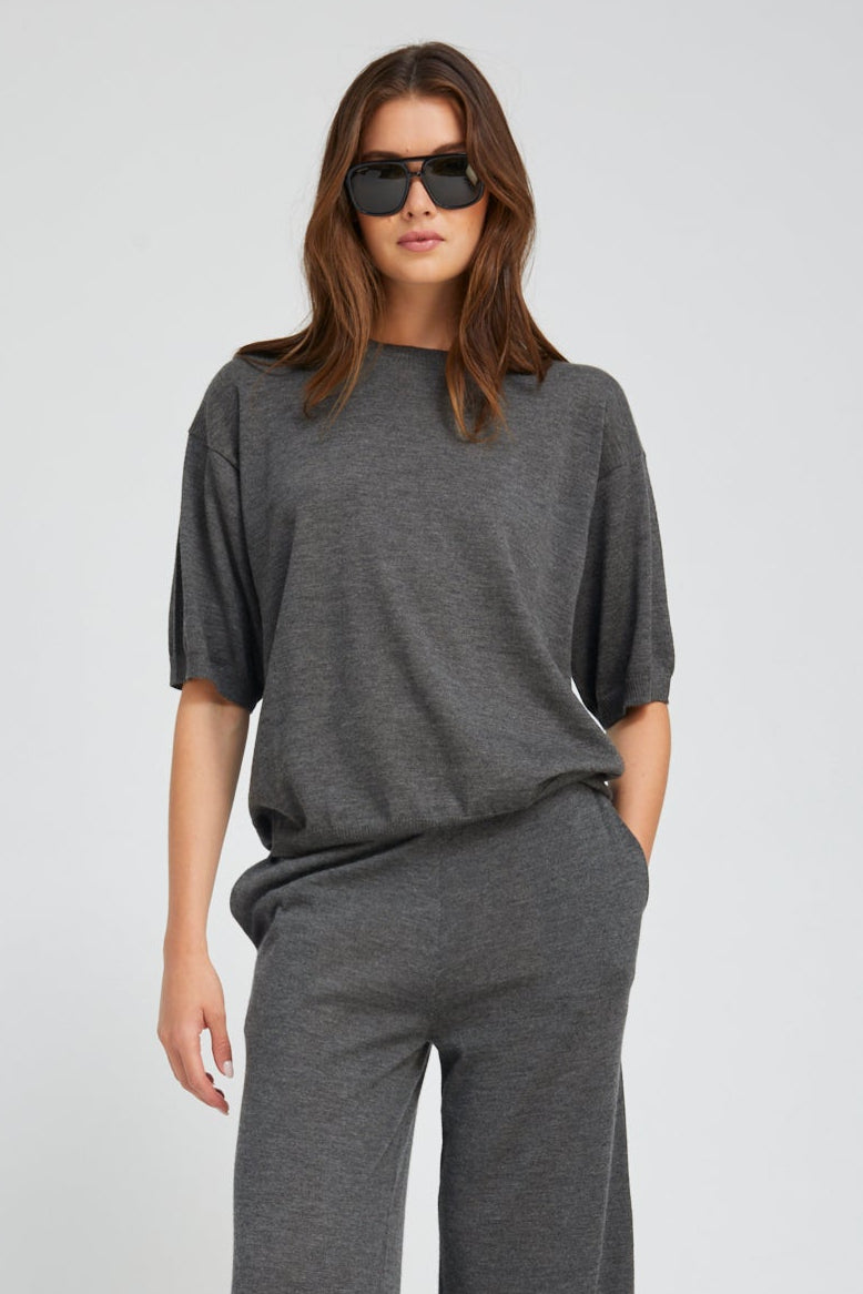 Charcoal Cashmere Boxy Tee