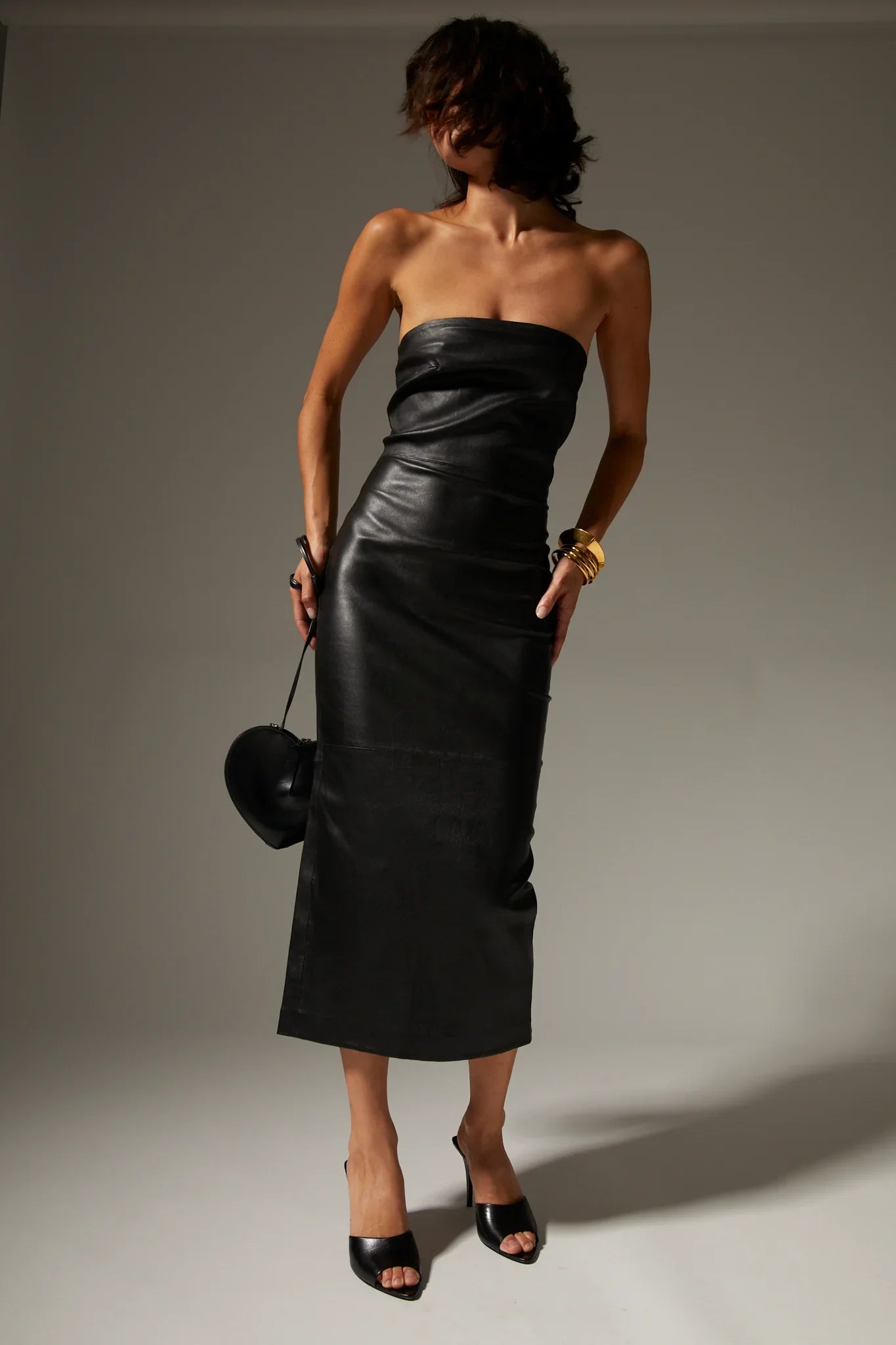 Women's Dress Black Leather Tube by SPRWMN, XS / Black