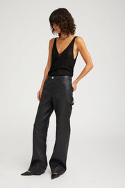 Black Leather Carpenter Pants