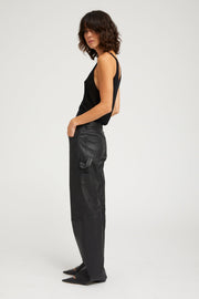 Black Leather Carpenter Pants