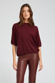 Wine Cashmere Boxy Tee