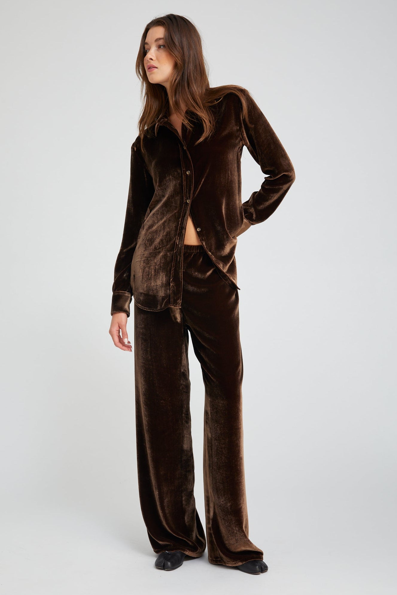 Silk Velvet Wide Leg Pants