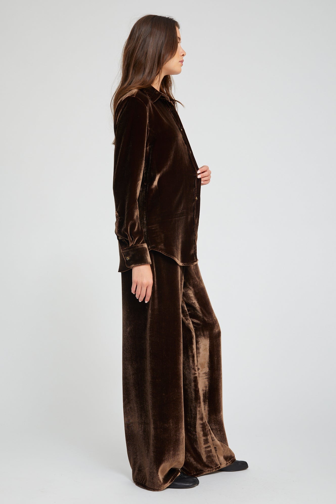 Velvet Silk Elise Button Down