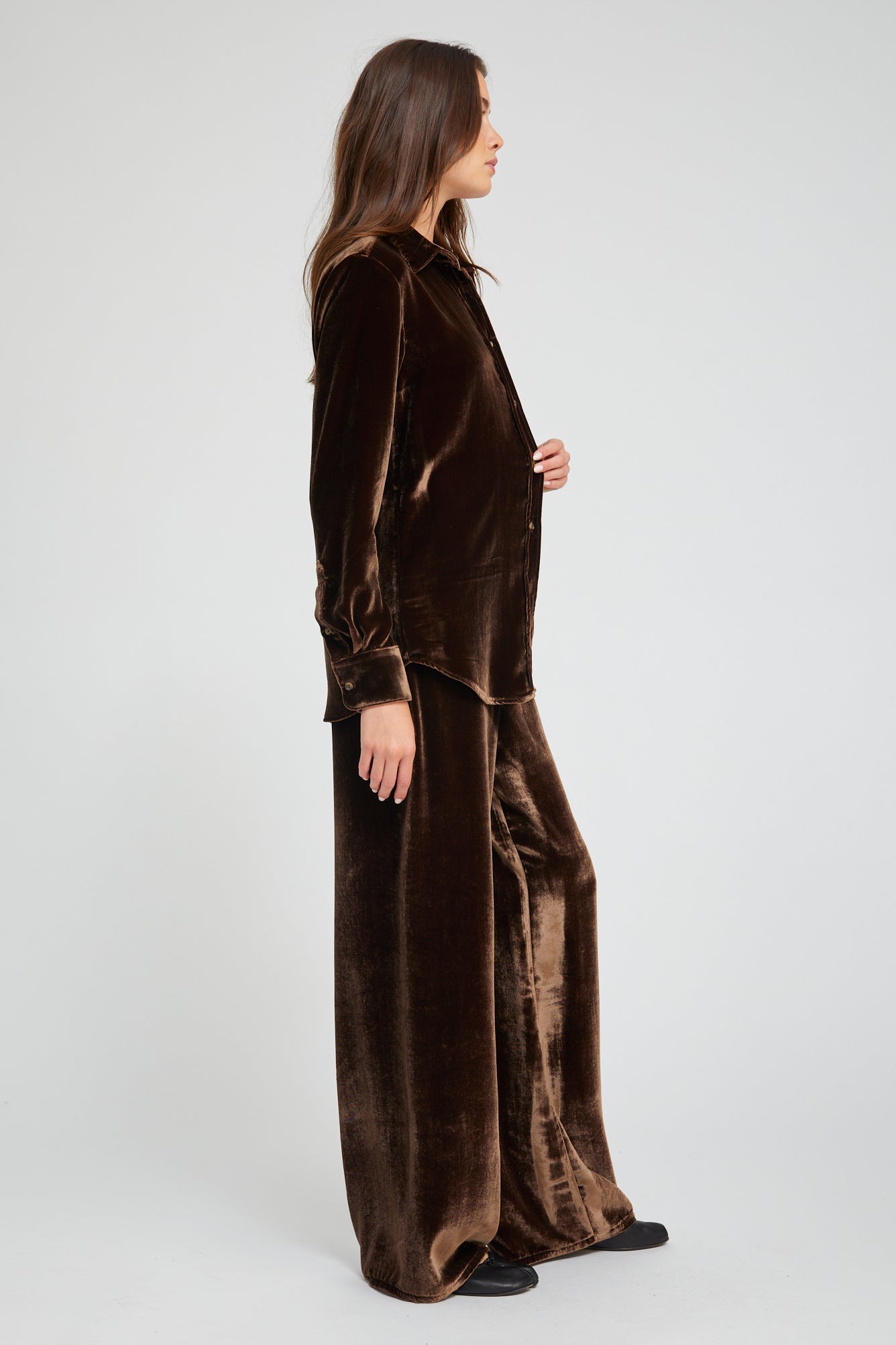 Silk Velvet Wide Leg Pants