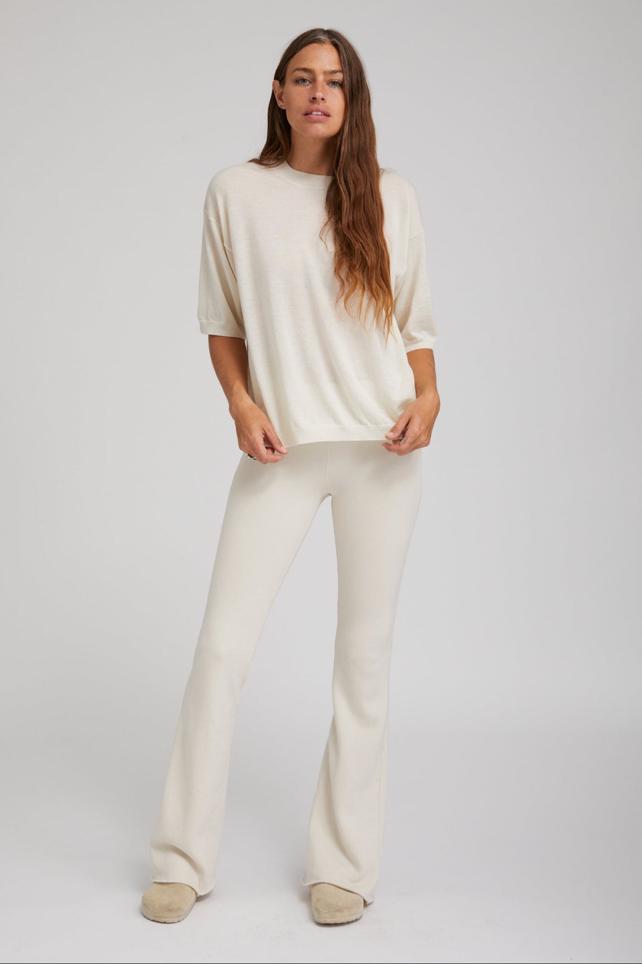 Vintage White Tri-Blend Micro Flare Pants