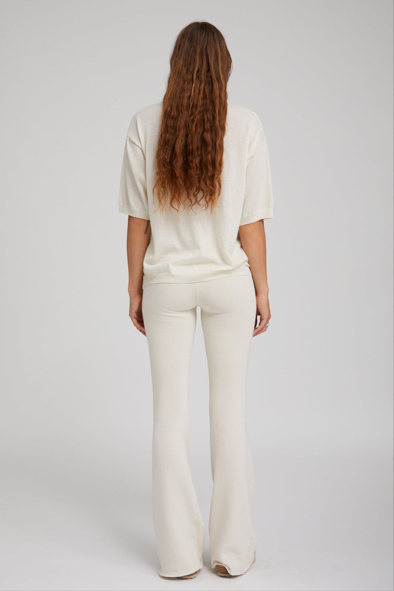 Vintage White Tri-Blend Micro Flare Pants