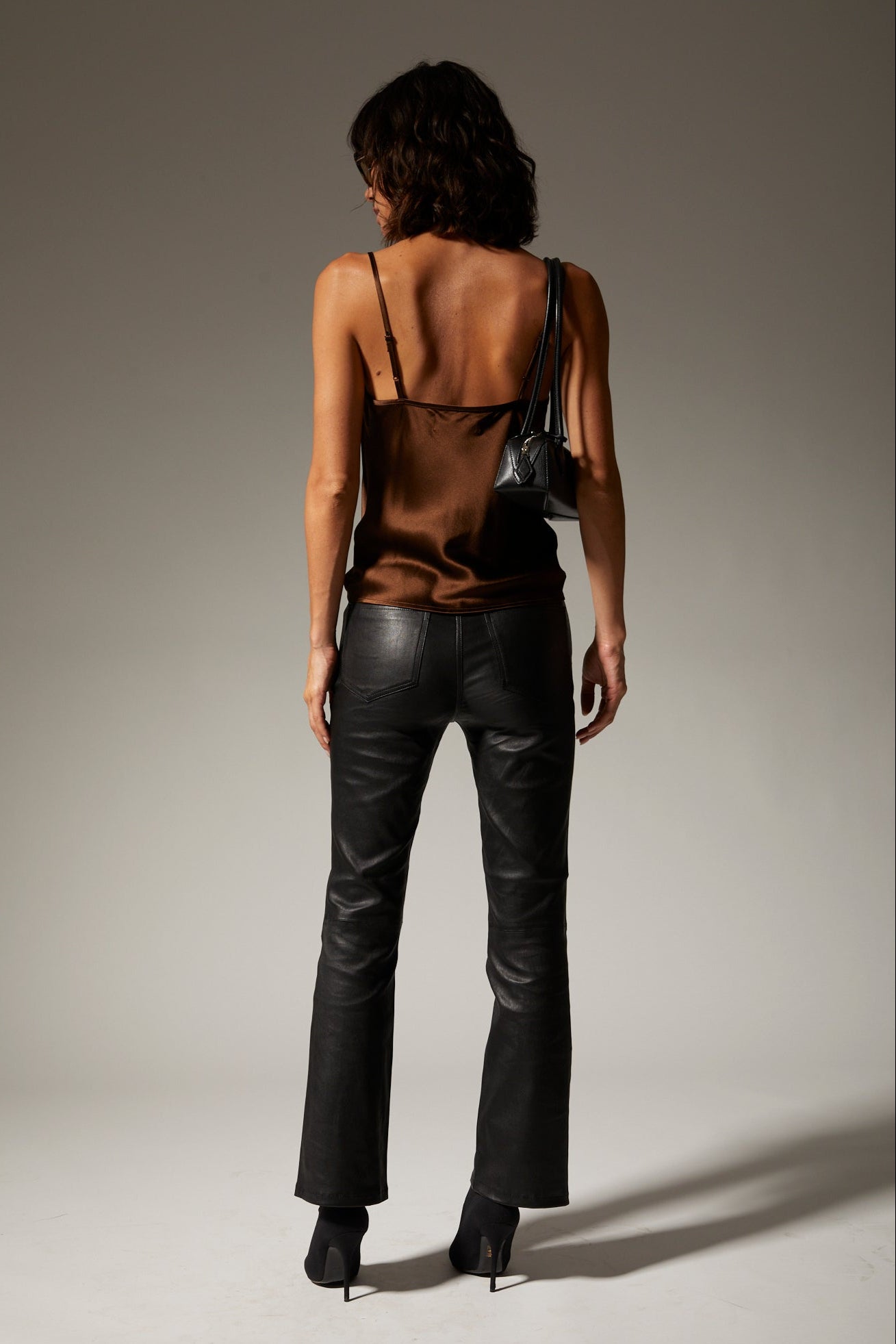Brown Silk Spaghetti Strap Cami