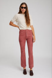 Suede Front Snap Ankle Flare Leggings