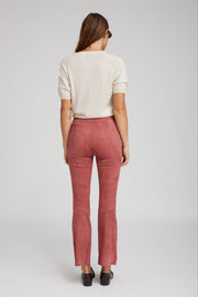 Suede Front Snap Ankle Flare Leggings
