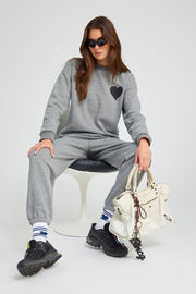 Heather Grey Heart Sweatpants