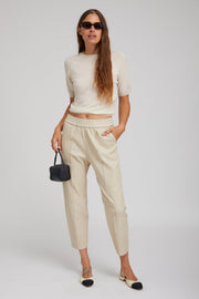 Off White Leather Joggers