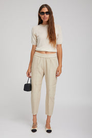 Off White Leather Joggers