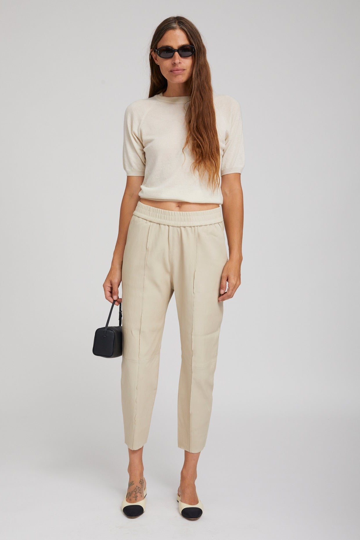 Off White Leather Joggers