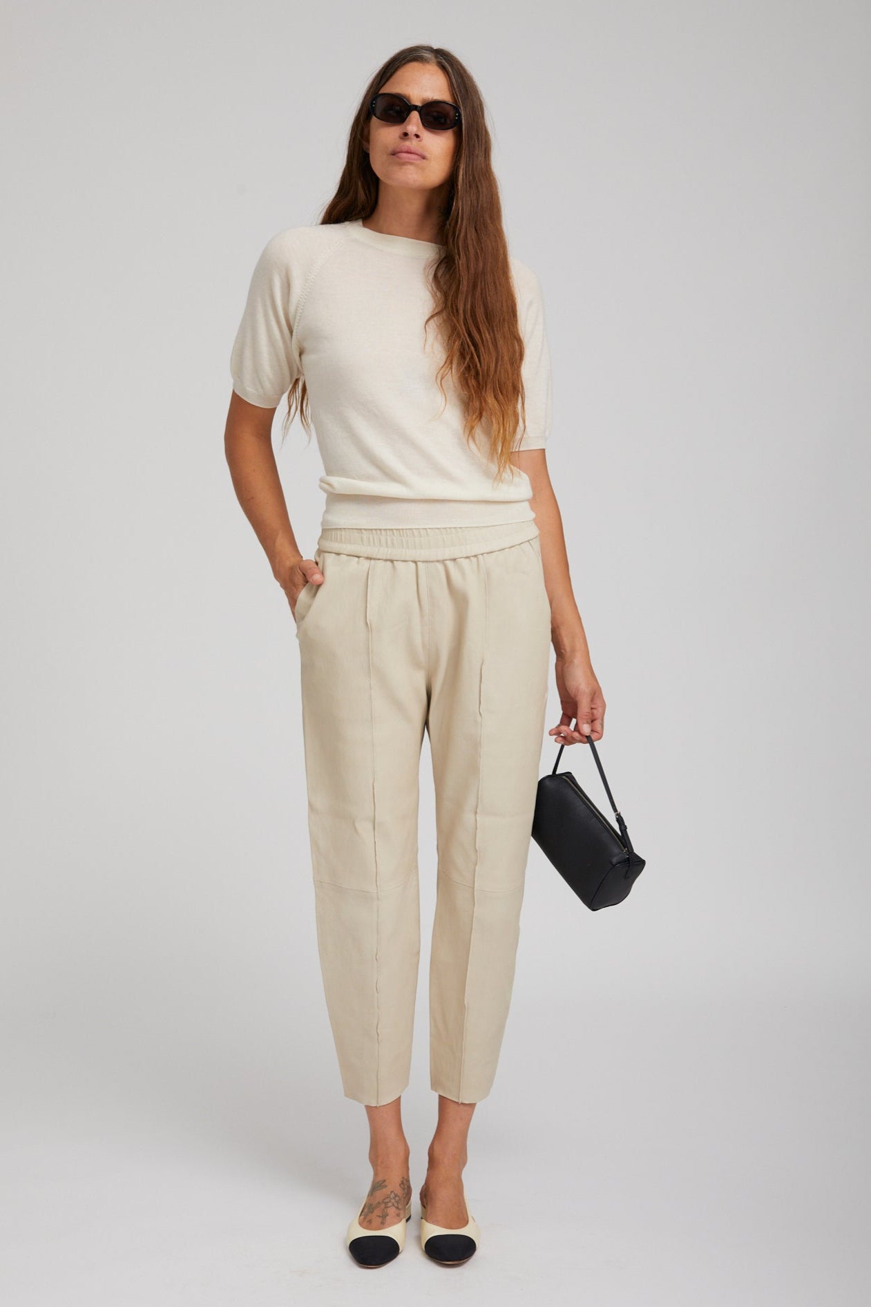 Off White Leather Joggers