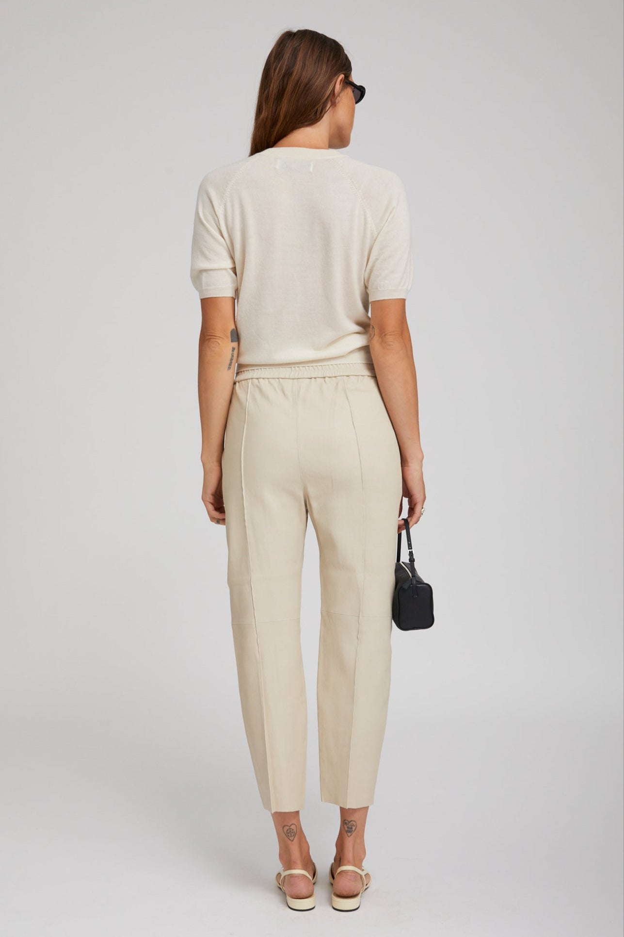 Off White Leather Joggers