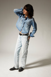Paradis Denim Cropped Western Button Down