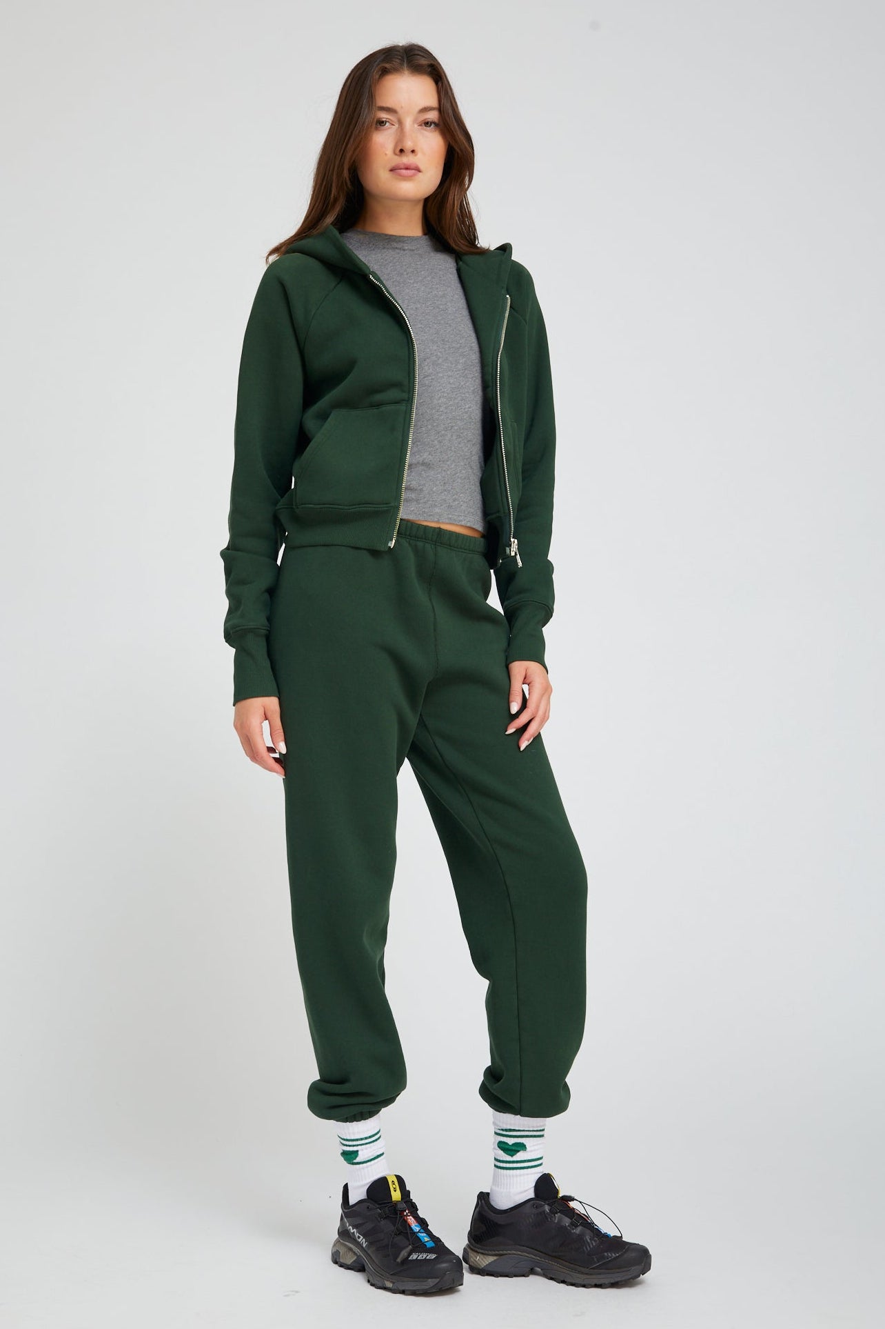 Shrunken Zip-Up Cotton Hoodie