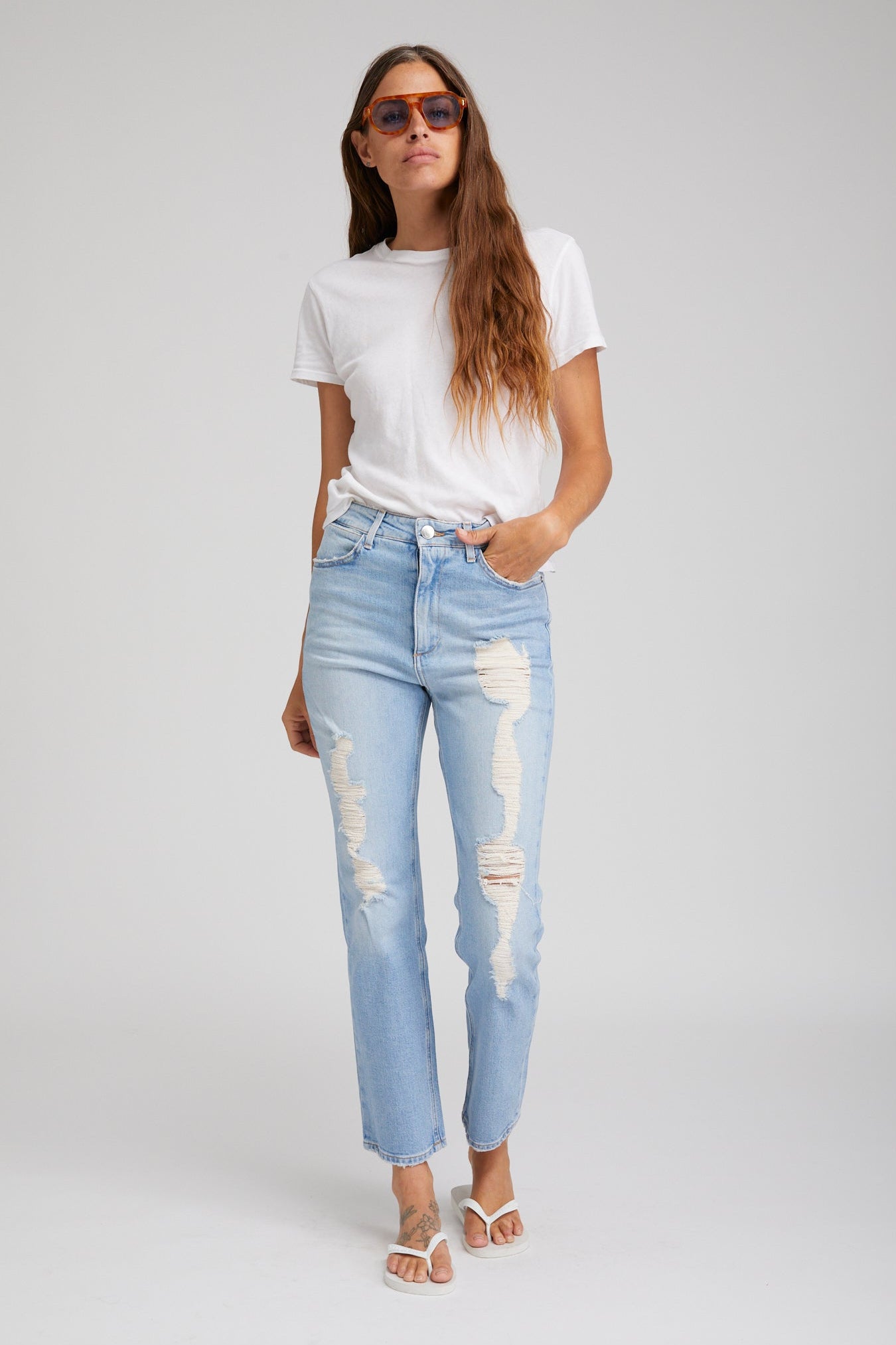 Alanis Boyfriend Distressed Denim