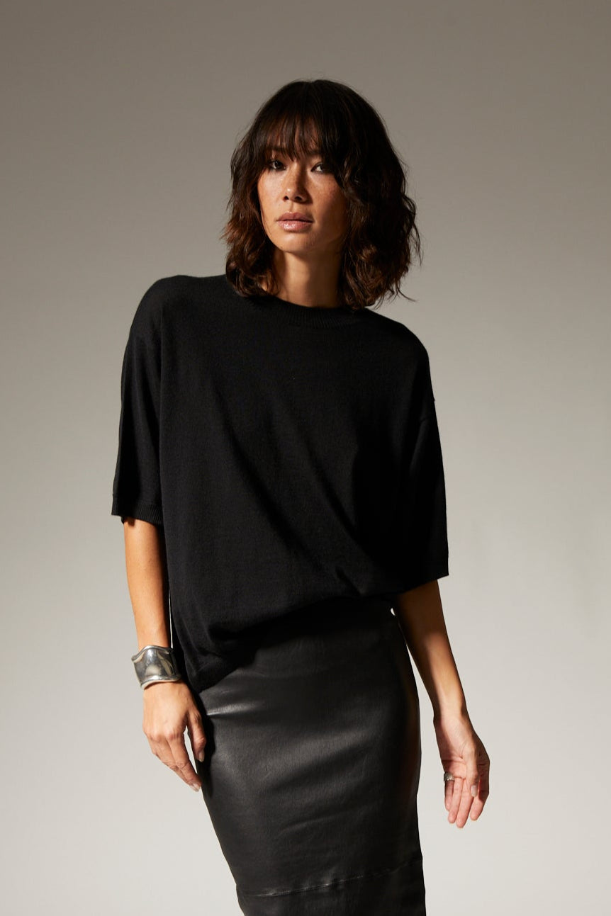 Black Cashmere Boxy Tee
