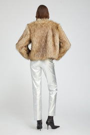 Metallic Silver Leather 5 Pocket Slim Straight