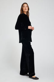 Black Silk Wide Leg Easy Pants