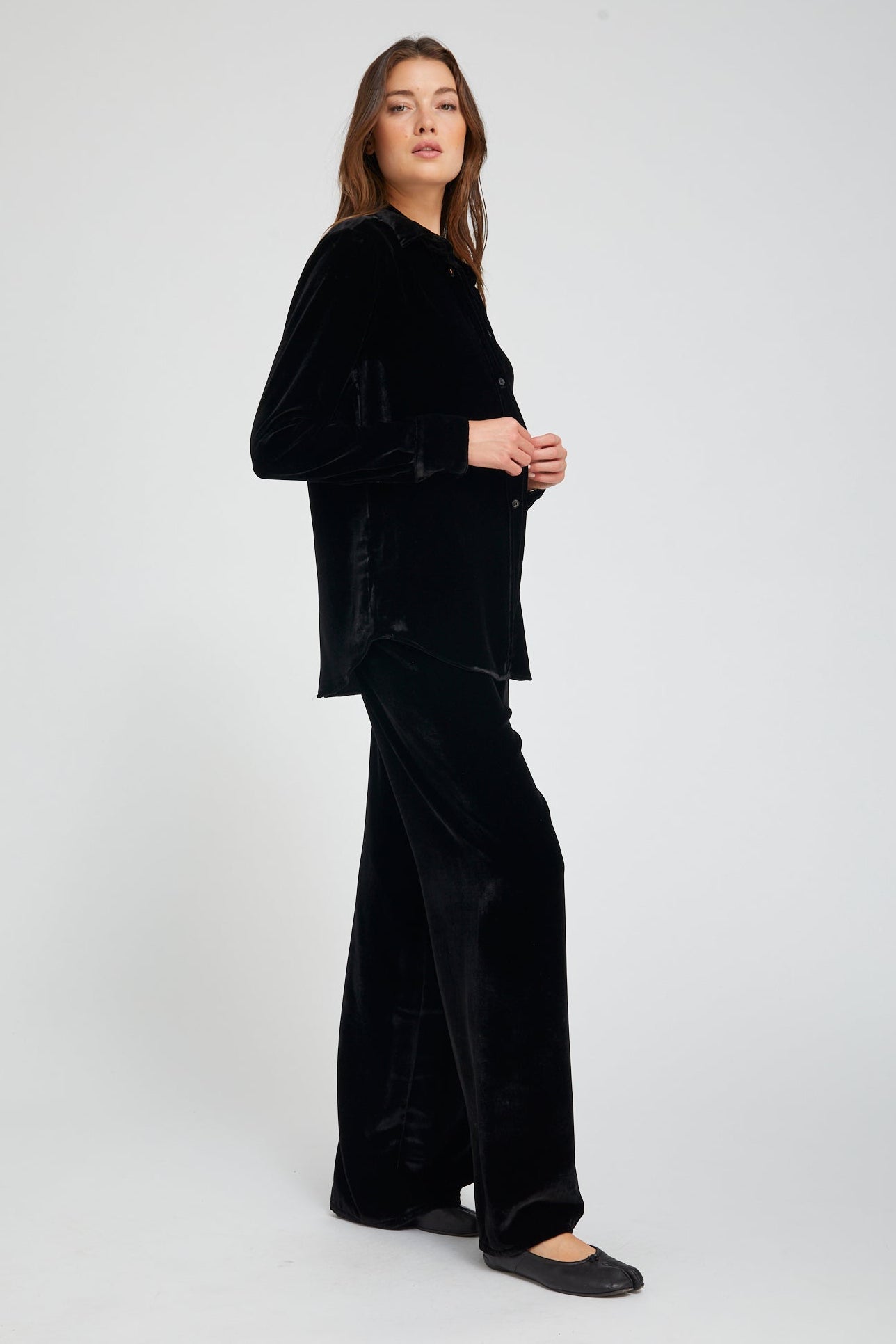 Velvet Silk Elise Button Down