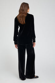 Black Silk Wide Leg Easy Pants