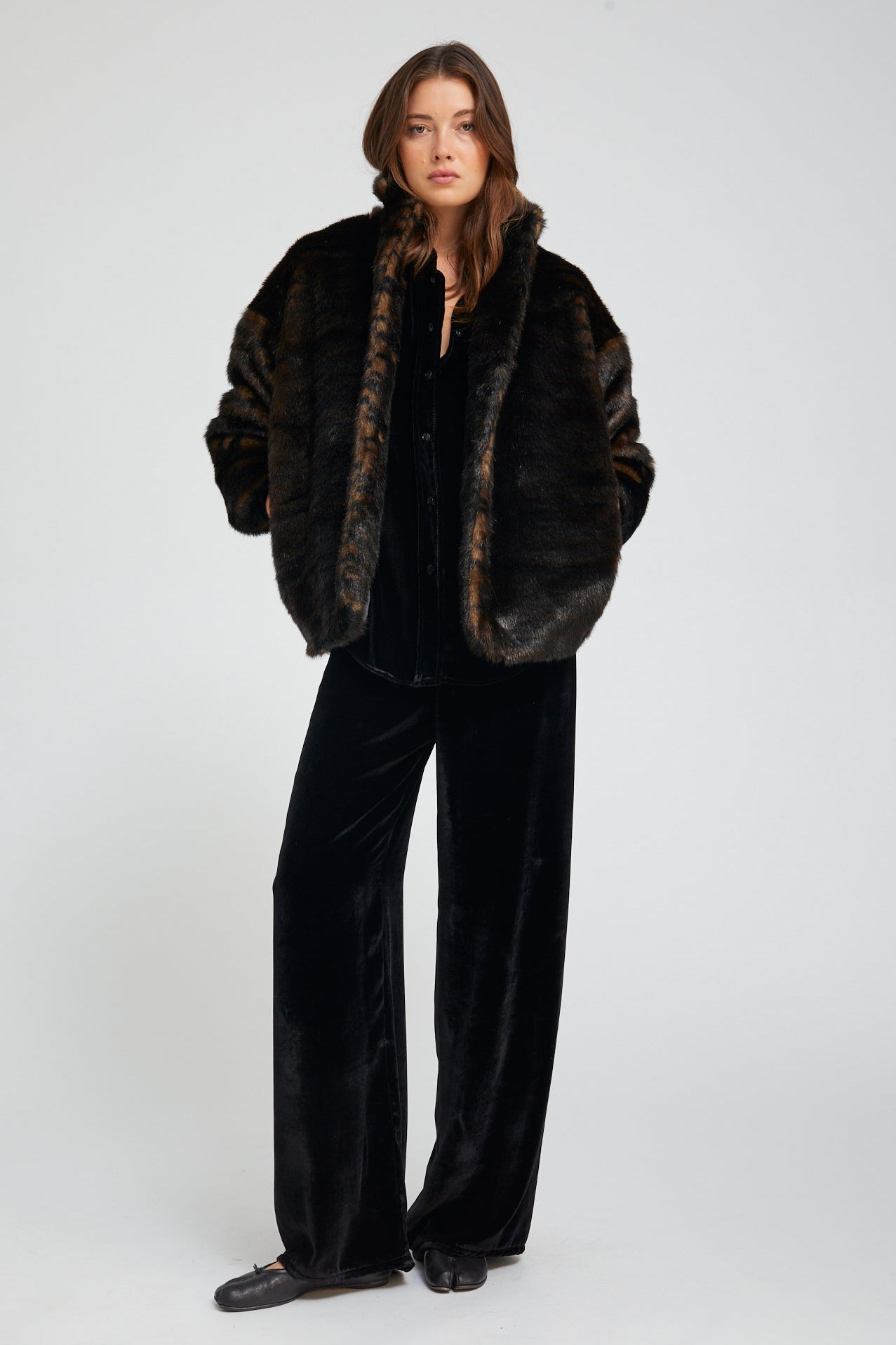 Black Silk Wide Leg Easy Pants