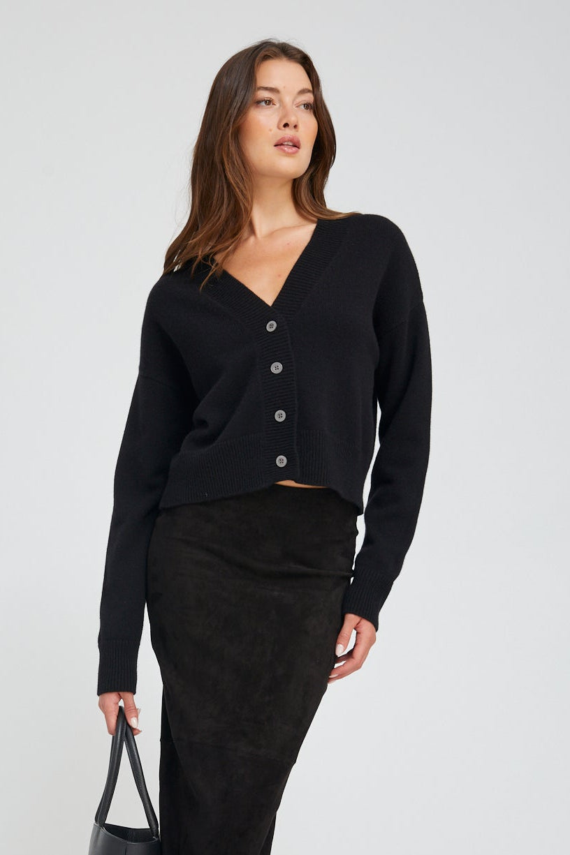 Black Cashmere Mia Cardigan