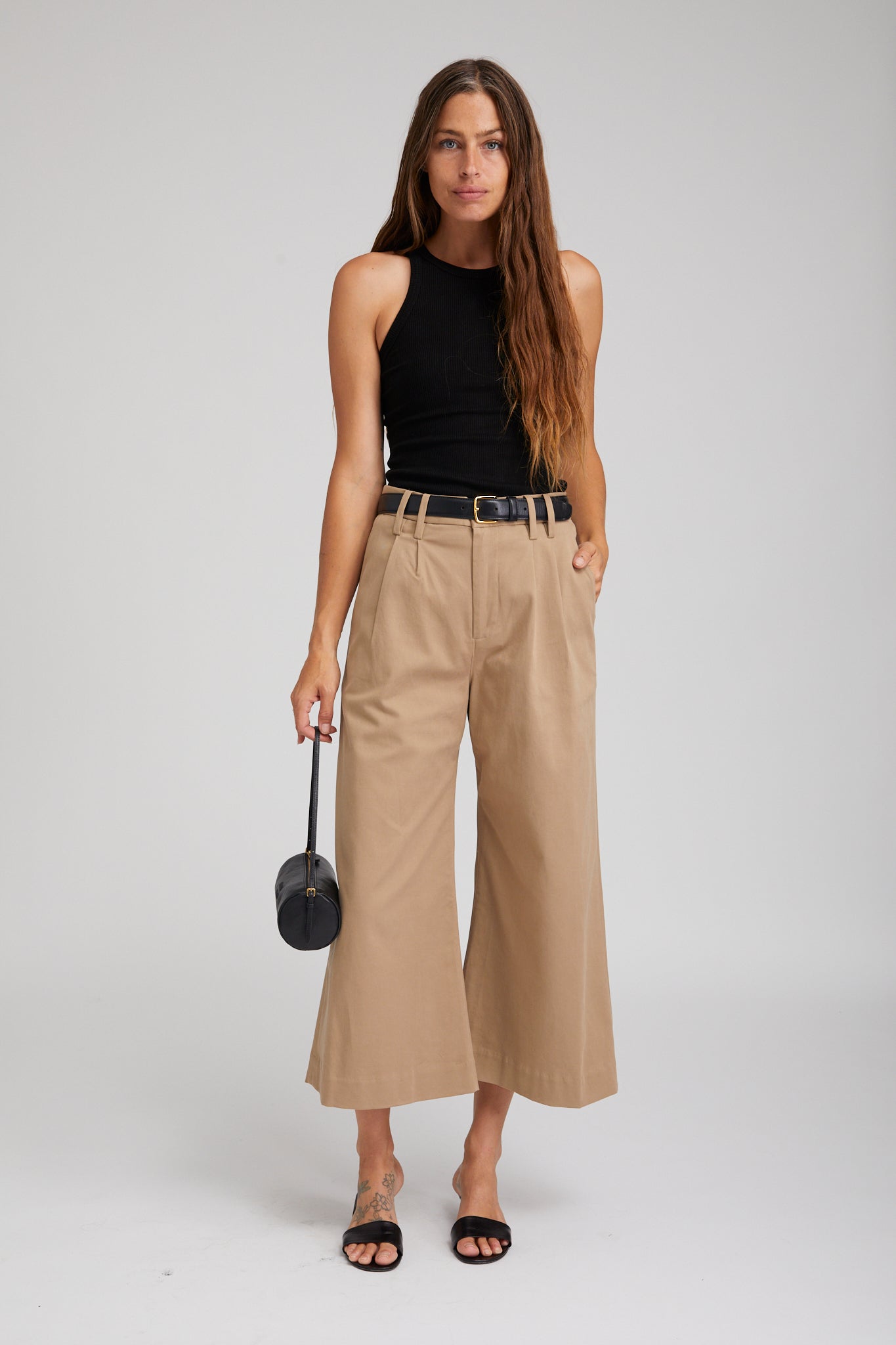 Sand Twill Culotte Trousers